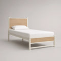 Cama Individual em Pinho Branco e Carvalho Claro para Colchão 90 x 190 cm