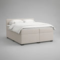 Cama de Casal Estofada com Arrumação e Cabeceira Acolchoada 160 x 200 cm Bege