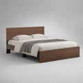 Cama de Casal 160 x 200 cm em MDF com Acabamento Castanho Nogueira