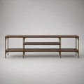 Móvel para TV 180 x 40 x 60 cm em MDF e Aço Castanho Nogueira e Bronze