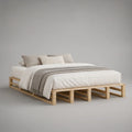 Estrutura de Cama de Casal em Madeira Maciça de Pinho Natural 160 x 200 cm