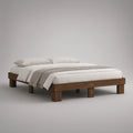 Estrutura de Cama de Casal em Madeira Maciça de Pinho Castanho-Escuro para Colchão 160 x 200 cm