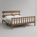 Cama de Casal em Madeira Maciça de Pinho Castanha para Colchão 160 x 200 cm