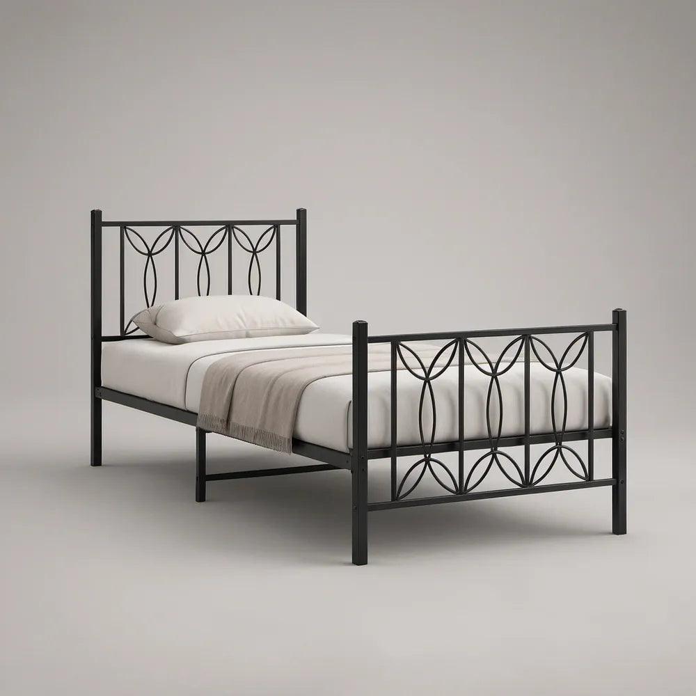 Estrutura para Cama Individual em Aço-Carbono Preto 90 x 190 cm