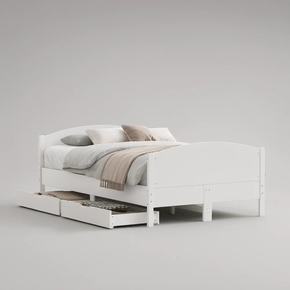 Cama Individual Infantil Branca 90 x 200 cm com 2 Gavetas